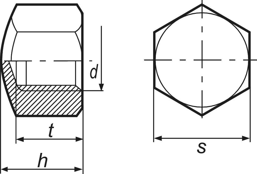 DIN 917  M  8  Güte 6 AU verzinkt
